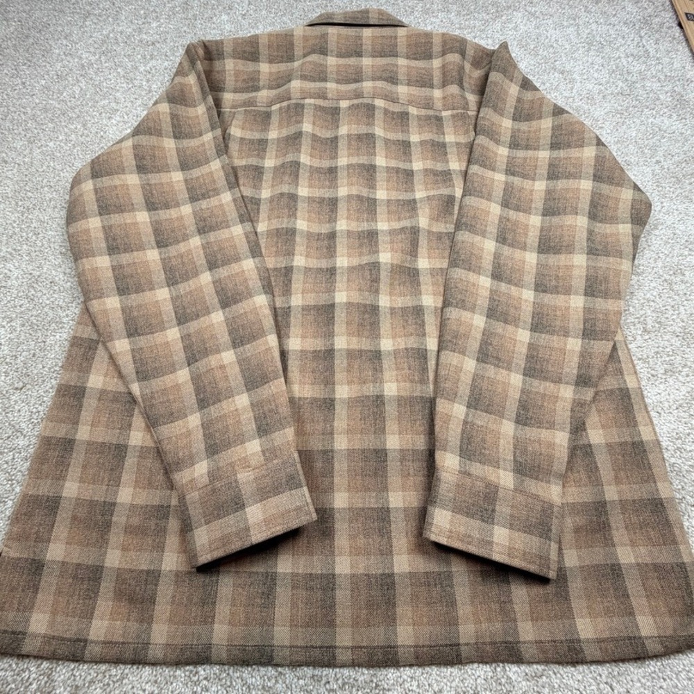 Vintage John Blair Mens Brown Tan Shadow Plaid Button Down Shirt Long Sleeve Med - Picture 2 of 7